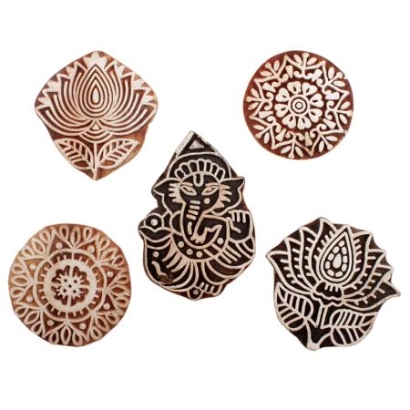 Set of 5 Piece New Mix Wooden Printing Blocks